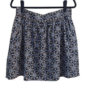 LOFT OUTLET Navy Floral Pullon A-line Linen Mini Skirt NEW MP Breathable Summer